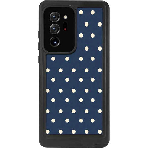 Blue and Cream Polka Dots Galaxy Note20 Ultra 5G Waterproof Case